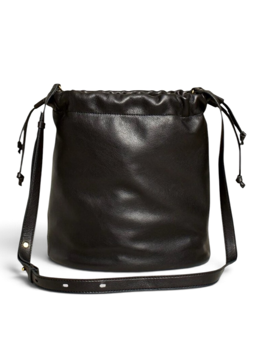 NEW Madewell Black Leather Crossbody Drawstring Bucket Bag